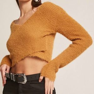 Fuzzy Ribbed Knit Surplice Top | Forever 21
